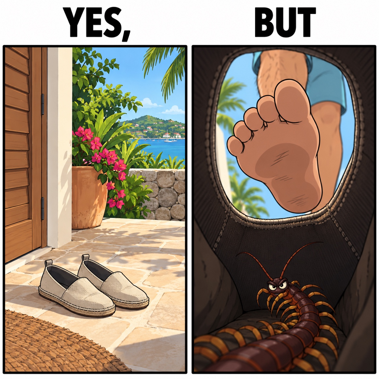 Les chaussures dehors… et la scolopendre dedans