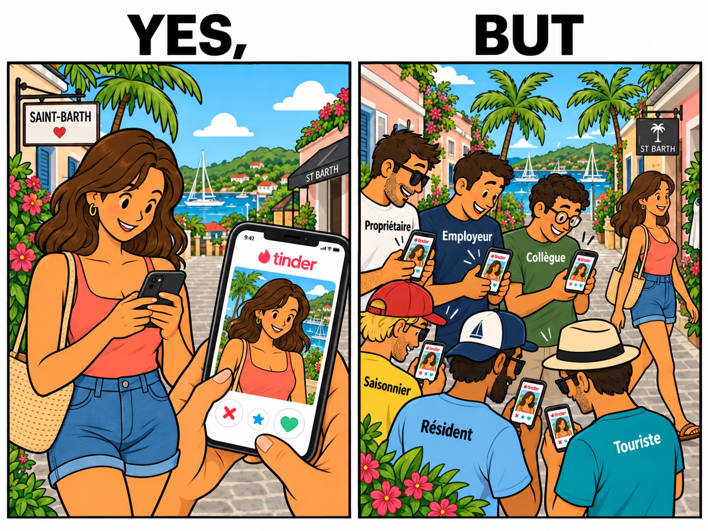 Tinder sur une île où tout le monde regarde