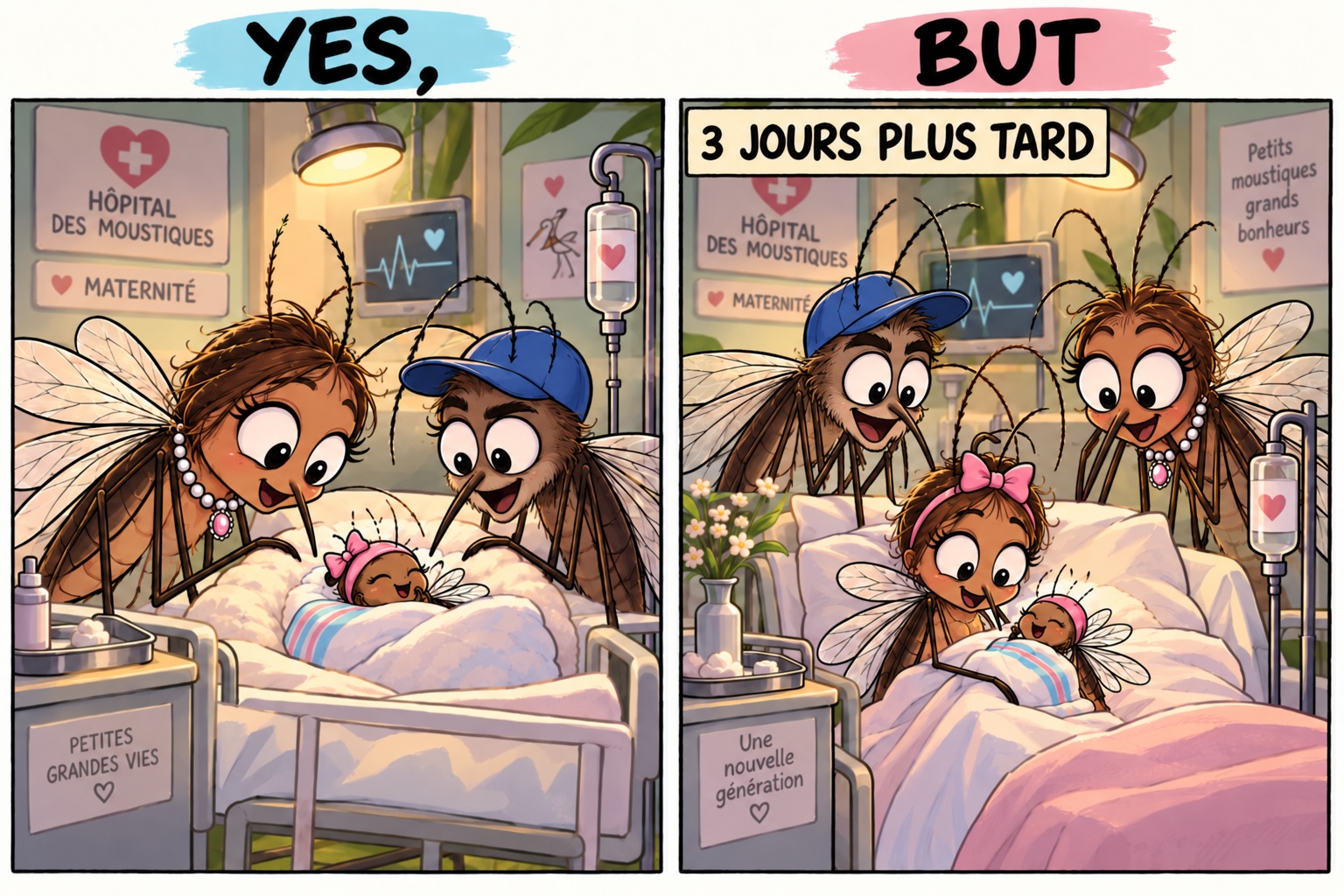 Les moustiques… et la maternité trois jours plus tard