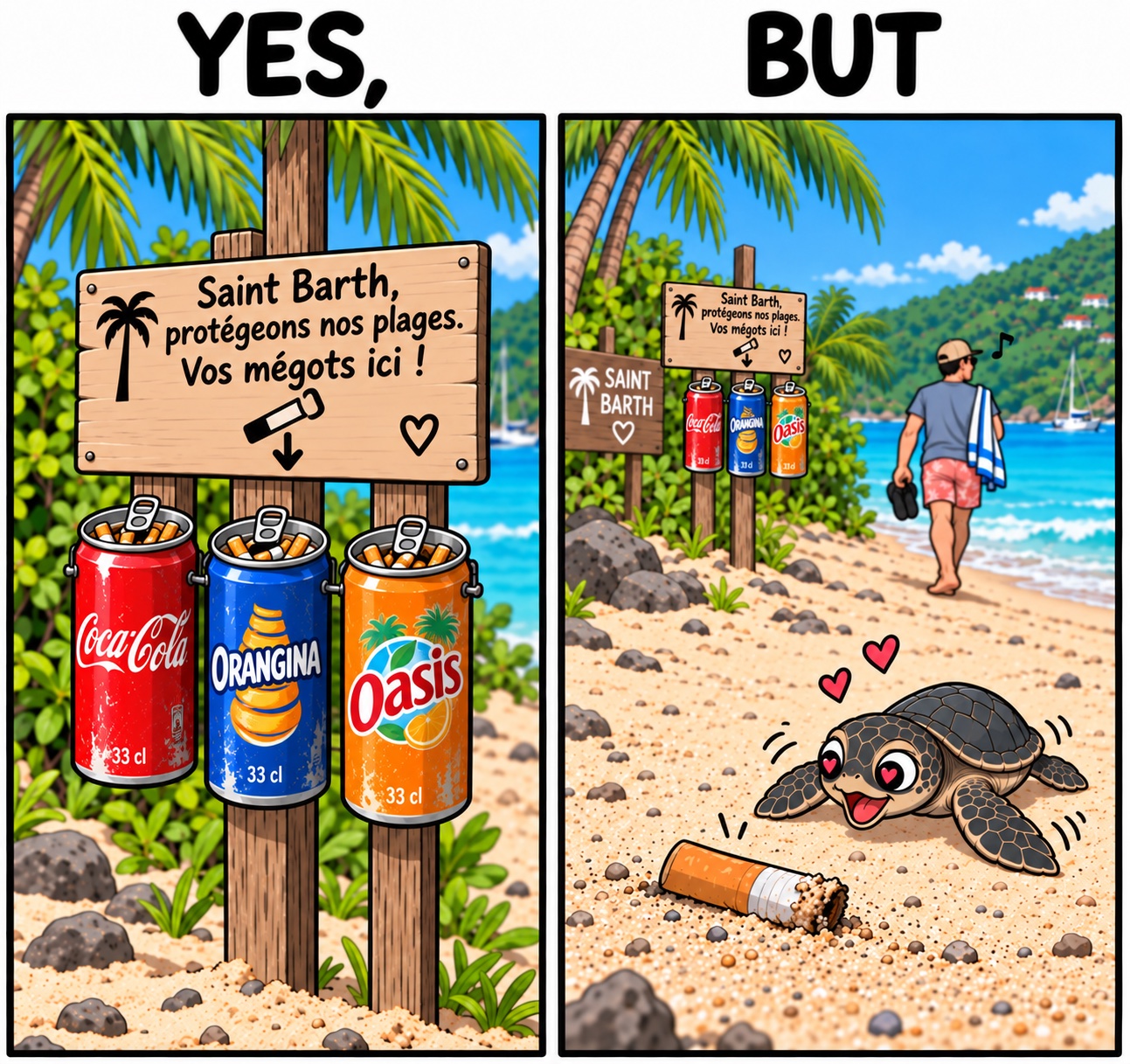 Les cendriers sur la plage… et le mégot juste à côté