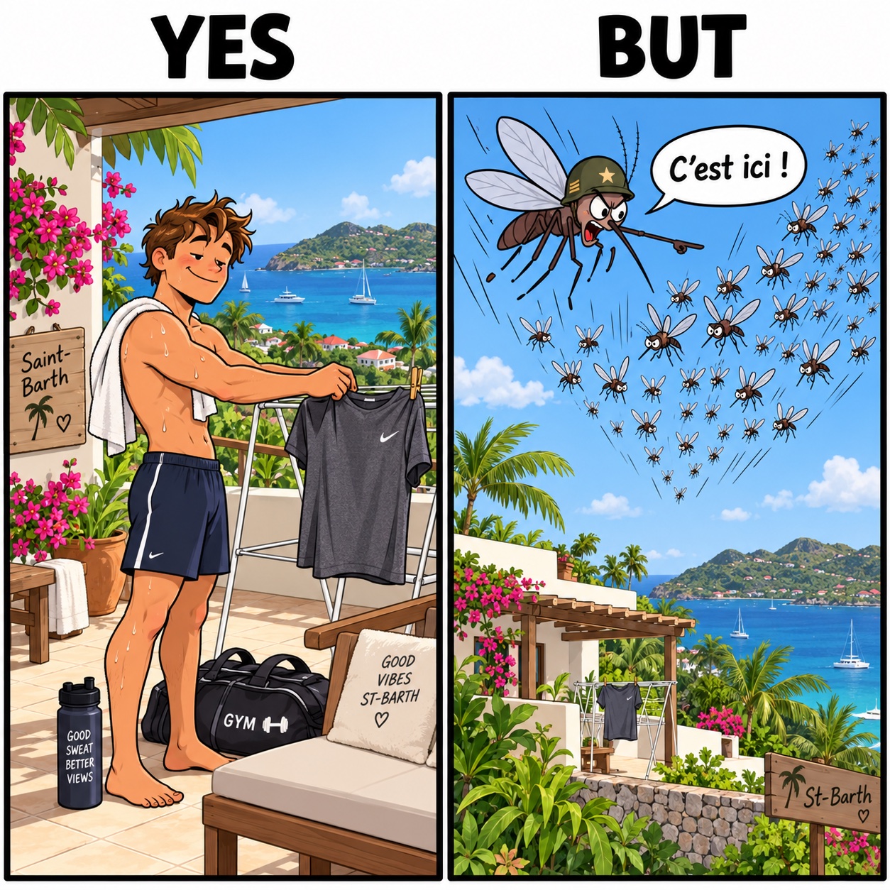 Le linge qui sèche dehors… et le rassemblement des moustiques