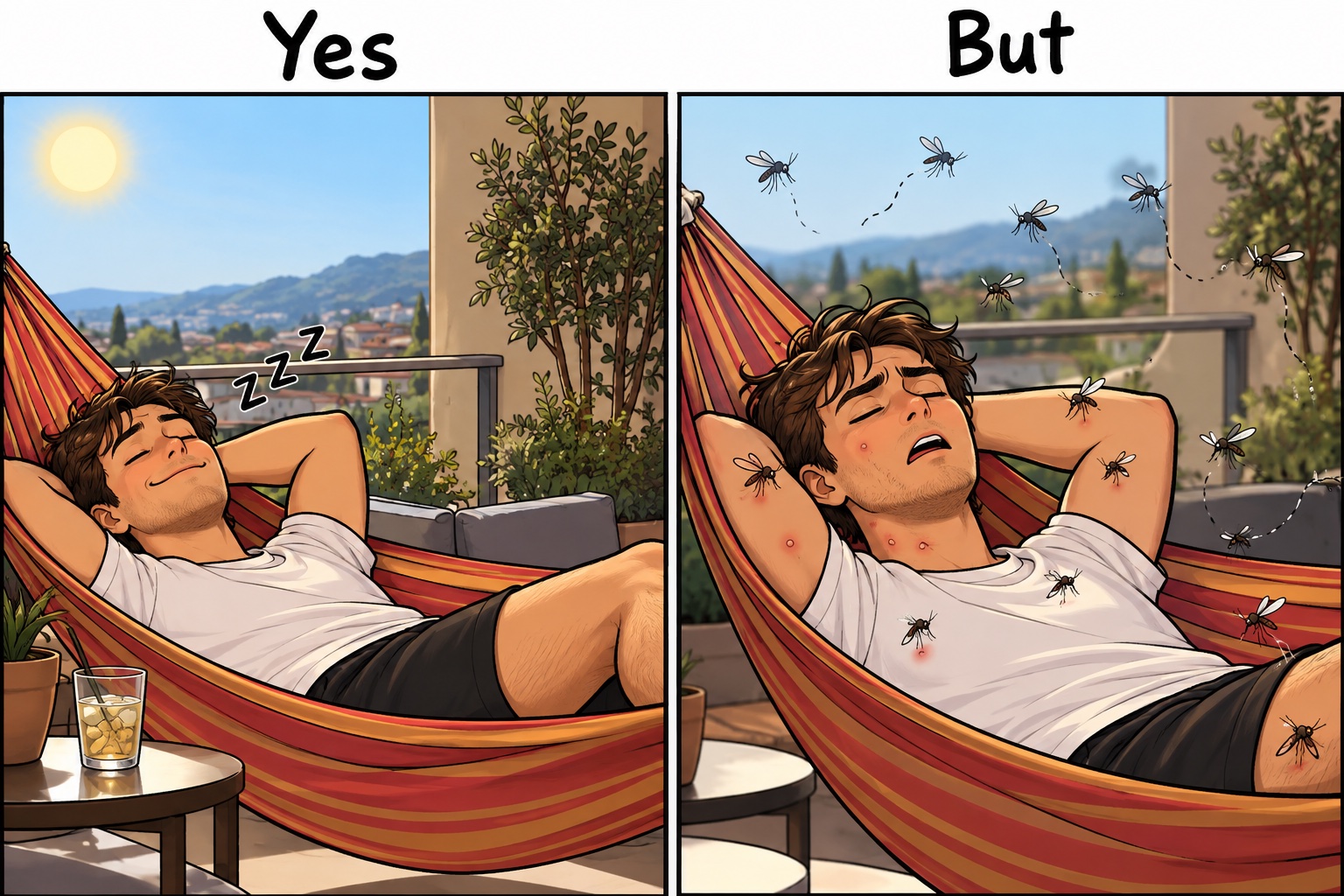 La sieste au soleil… servie aux moustiques