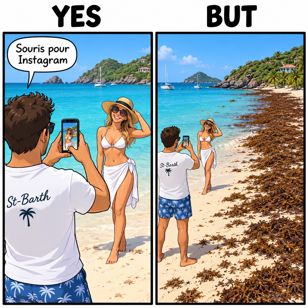 La plage parfaite sur Instagram… derrière les sargasses