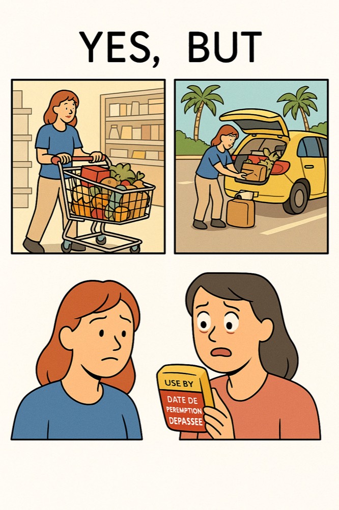 Le plein de courses dans une petite voiture